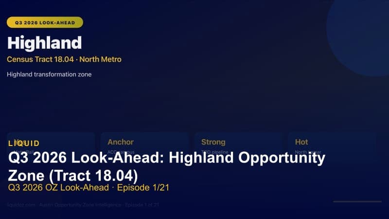 Q3 2026 Look-Ahead: Highland Opportunity Zone (Tract 18.04)